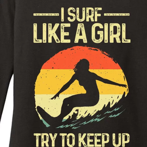 Best Surf Like A Girl Surfer Retro Surfing Womens CVC Long Sleeve Shirt