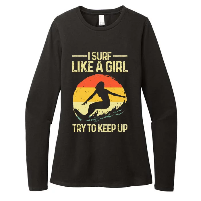 Best Surf Like A Girl Surfer Retro Surfing Womens CVC Long Sleeve Shirt