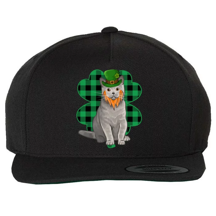 British Shorthair Leprechaun St Patricks Day Lucky Clover Great Gift Wool Snapback Cap