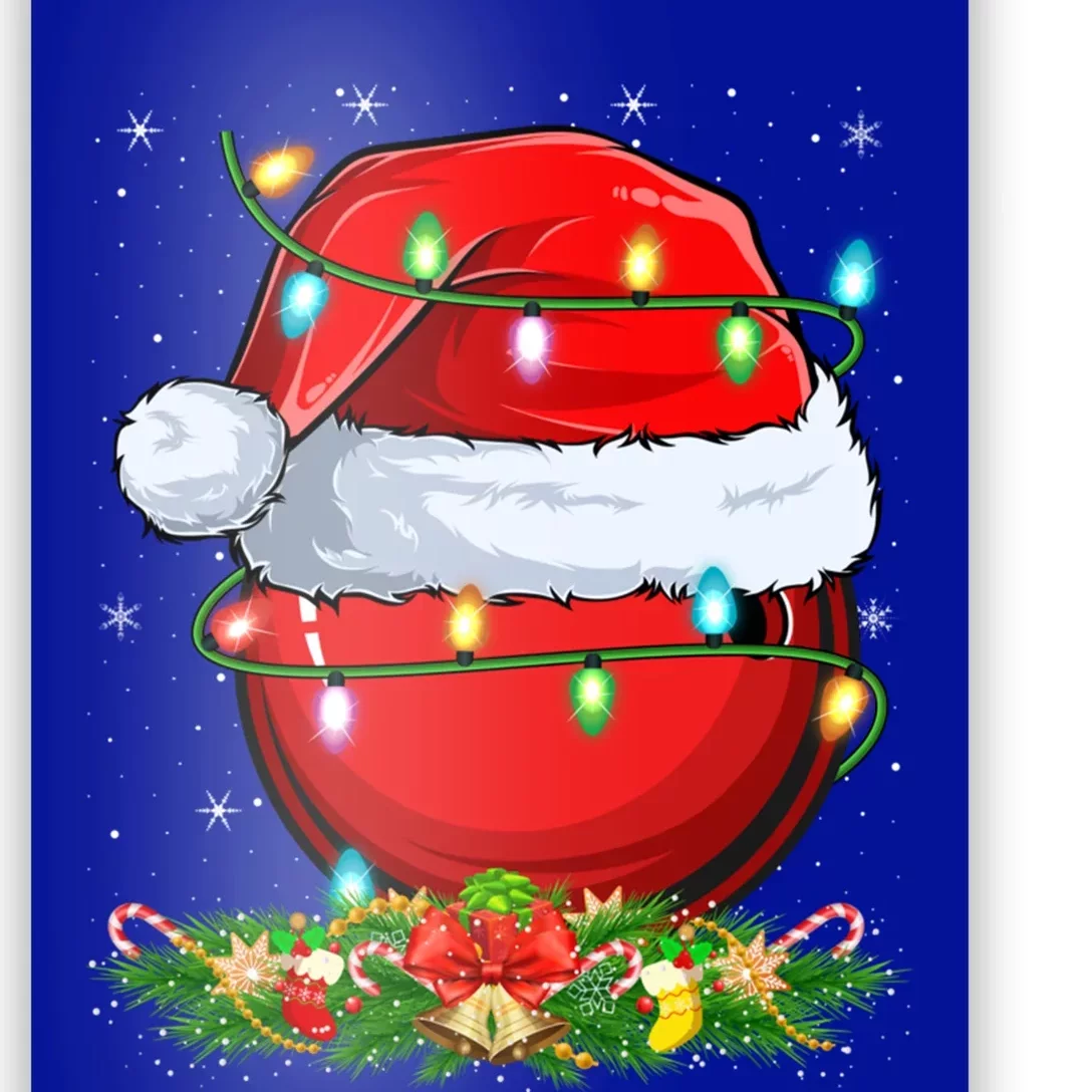 Bowling Sports Lover Lighting Xmas Santa Bowling Christmas Gift Poster