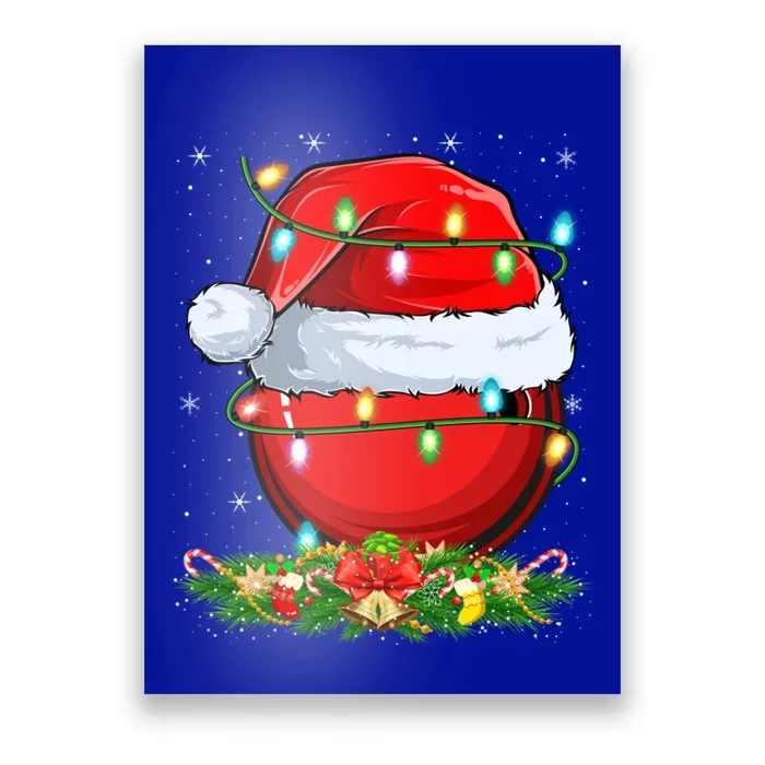 Bowling Sports Lover Lighting Xmas Santa Bowling Christmas Gift Poster