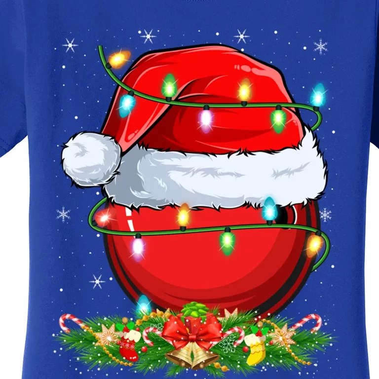 Bowling Sports Lover Lighting Xmas Santa Bowling Christmas Gift Women's T-Shirt