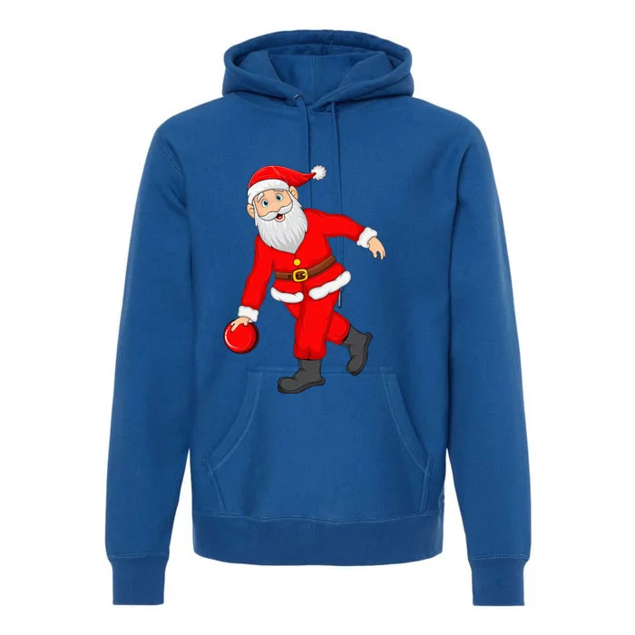 Bowling Sports Lover Santa Playing Bowling Christmas Cool Gift Premium Hoodie