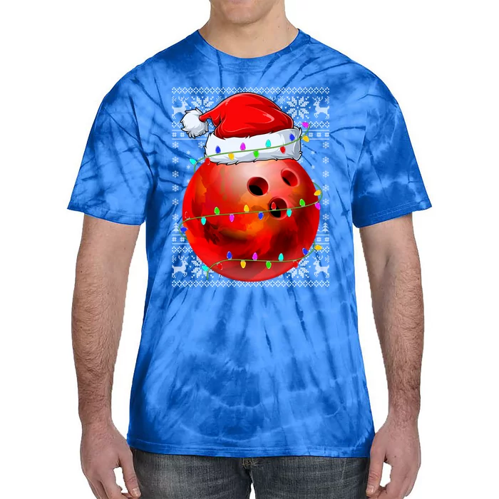 Bowling Sports Lover Xmas Lighting Ugly Bowling Christmas Great Gift Tie-Dye T-Shirt