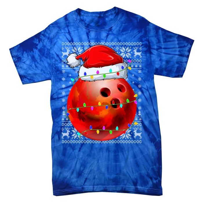 Bowling Sports Lover Xmas Lighting Ugly Bowling Christmas Great Gift Tie-Dye T-Shirt