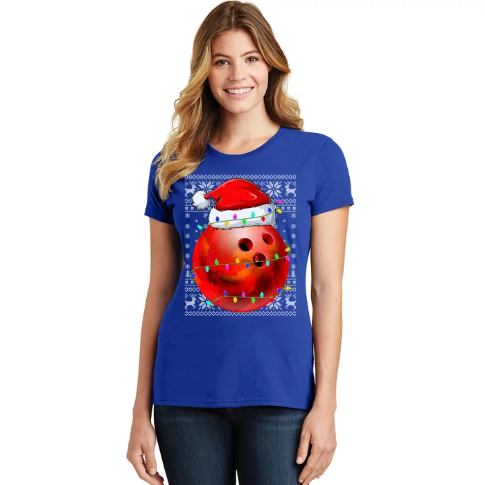 Bowling Sports Lover Xmas Lighting Ugly Bowling Christmas Great Gift Women's T-Shirt