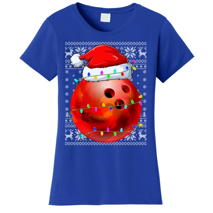 Bowling Sports Lover Xmas Lighting Ugly Bowling Christmas Great Gift Women's T-Shirt