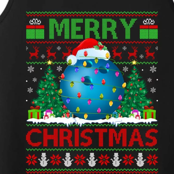 Bowling Sports Lover Xmas Tree Ugly Santa Bowling Christmas Gift Performance Tank