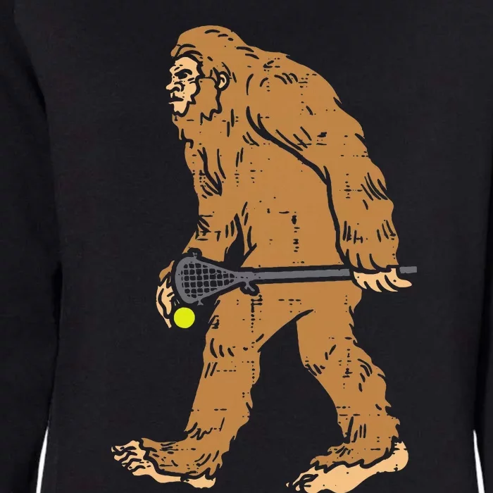 Bigfoot Sasquatch Lacrosse Funny Lax Player Goalie Womens California Wash Sweatshirt