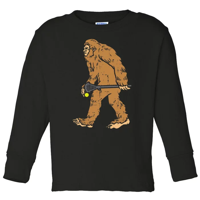 Bigfoot Sasquatch Lacrosse Funny Lax Player Goalie Toddler Long Sleeve Shirt