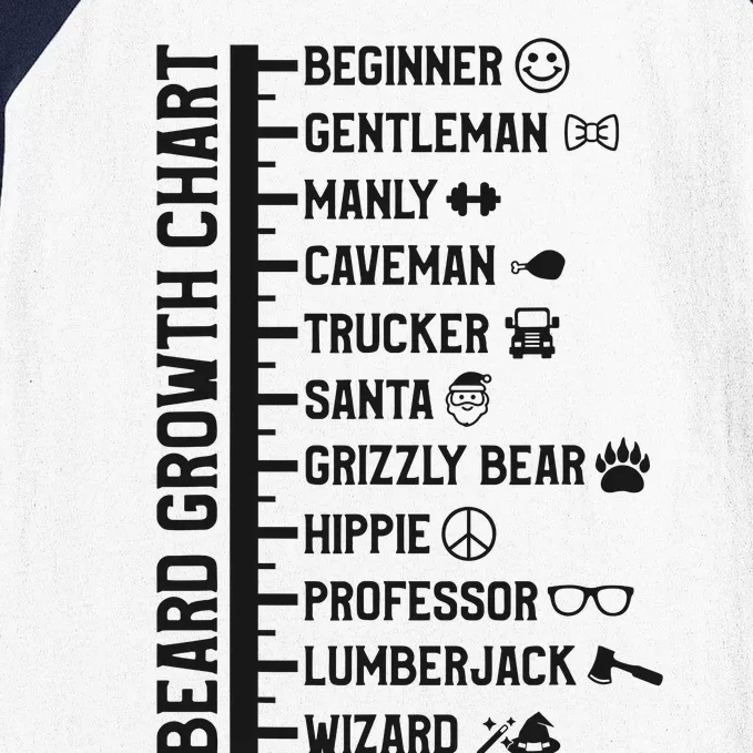 Beard Scale Length Measurement Size Chart Funny Bearded Gift Baseball Sleeve Shirt