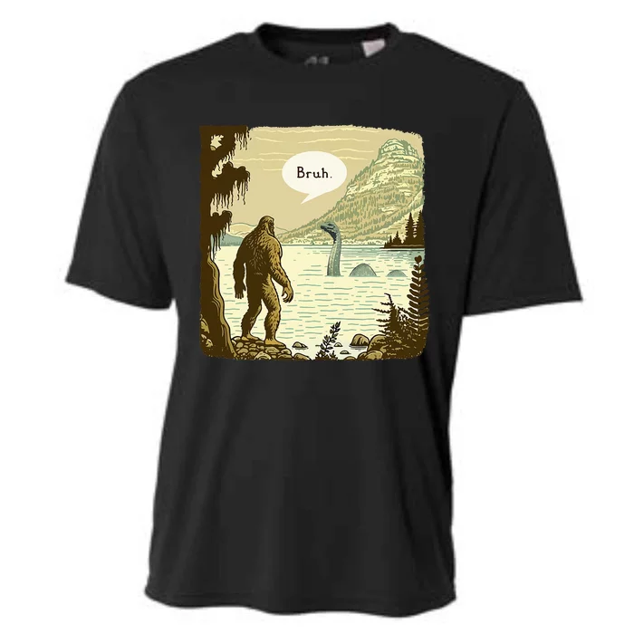 Bigfoot Sasquatch Loch Ness Monster Introvert Bruh Cooling Performance Crew T-Shirt