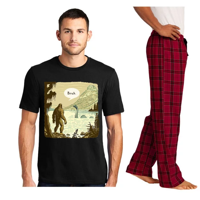 Bigfoot Sasquatch Loch Ness Monster Introvert Bruh Pajama Set