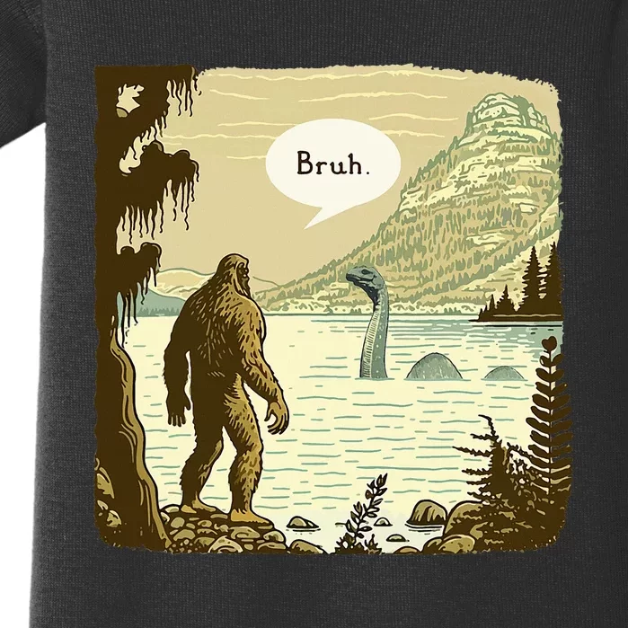 Bigfoot Sasquatch Loch Ness Monster Introvert Bruh Baby Bodysuit