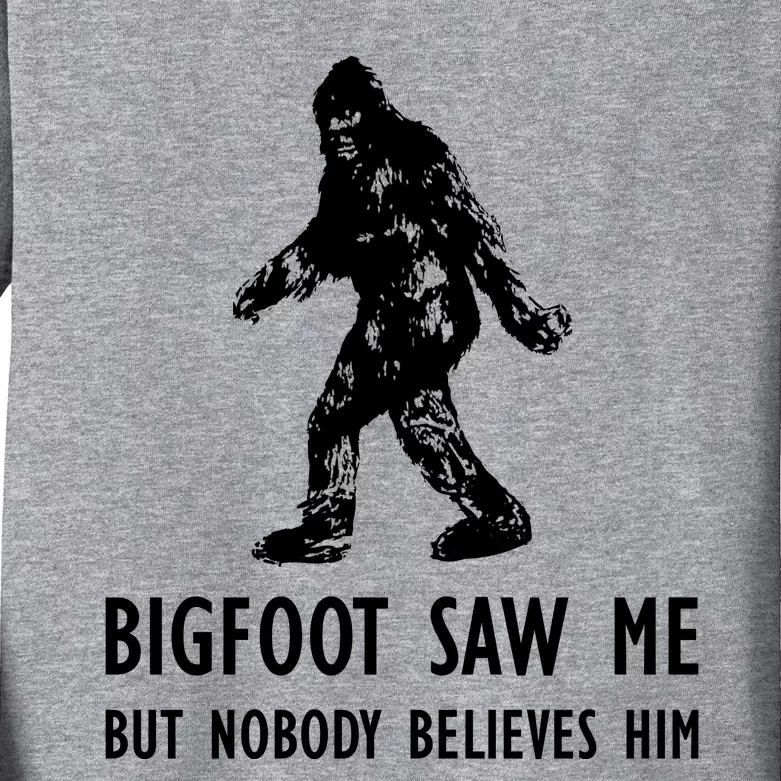 Bigfoot Saw Me But Nobody Believes Him Kids Long Sleeve Shirt