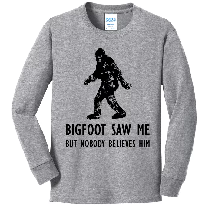 Bigfoot Saw Me But Nobody Believes Him Kids Long Sleeve Shirt