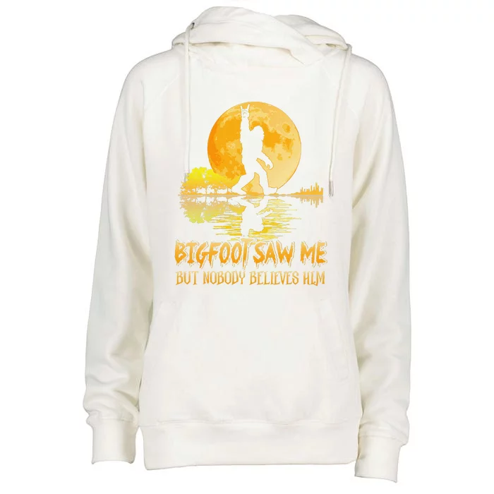 Bigfoot Saw Me But Nobody Believes Him Halloween Bigfoot Womens Funnel Neck Pullover Hood