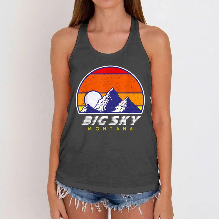 Big Sky Montana USA Ski Resort 1980s Retro Collection Women's Knotted Racerback Tank