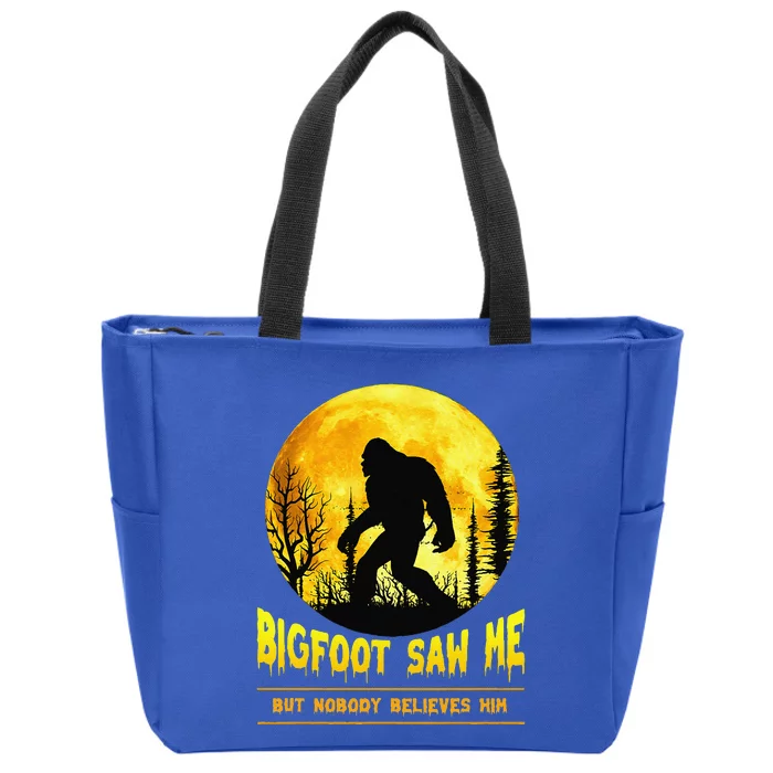 Bigfoot Saw Me Nobody Believes Him Funny Halloween Costume Zip Tote Bag