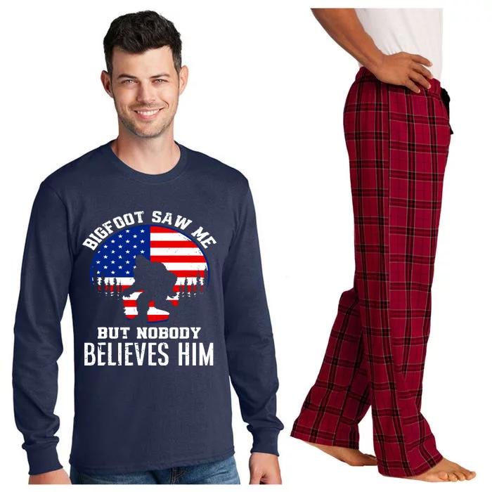 Bigfoot Saw Me But Nobody Believes Him Funny Bigfoot Long Sleeve Pajama Set