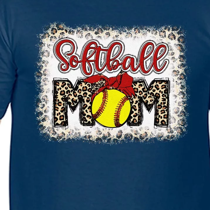 Bleached Softball Mom Leopard Baseball Mom Women Mothers Day Comfort Colors T-Shirt