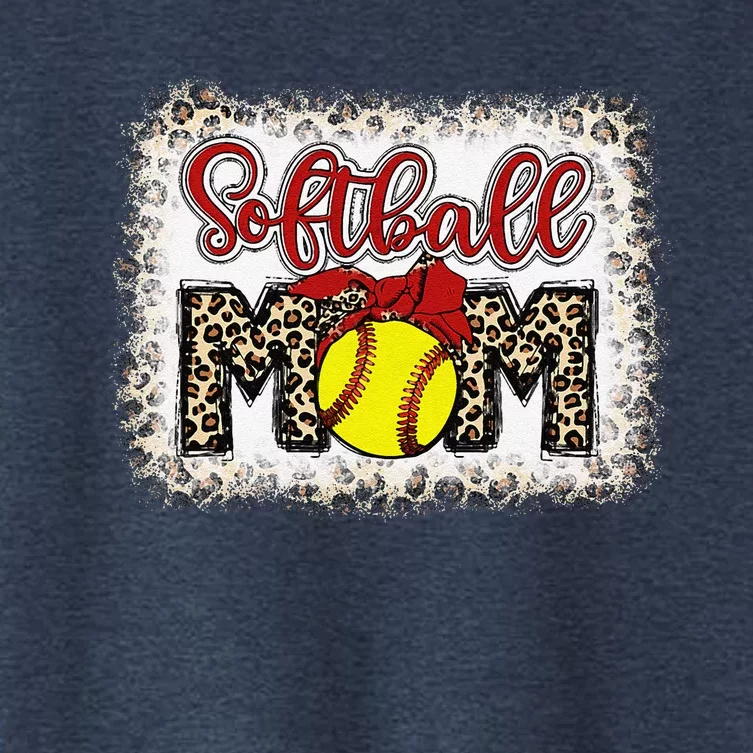 Bleached Softball Mom Leopard Baseball Mom Women Mothers Day Women's Crop Top Tee