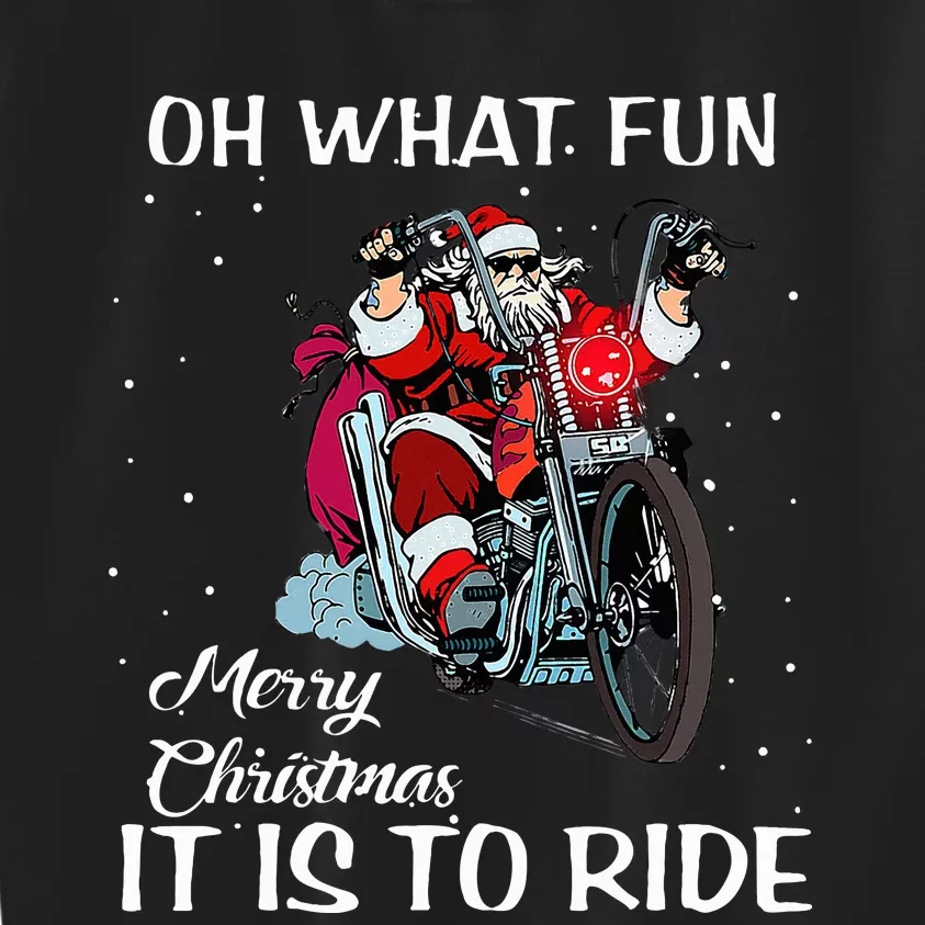 Biker Santa Motorcycle Fan Merry Christmas Xmas Holidays Kids Sweatshirt