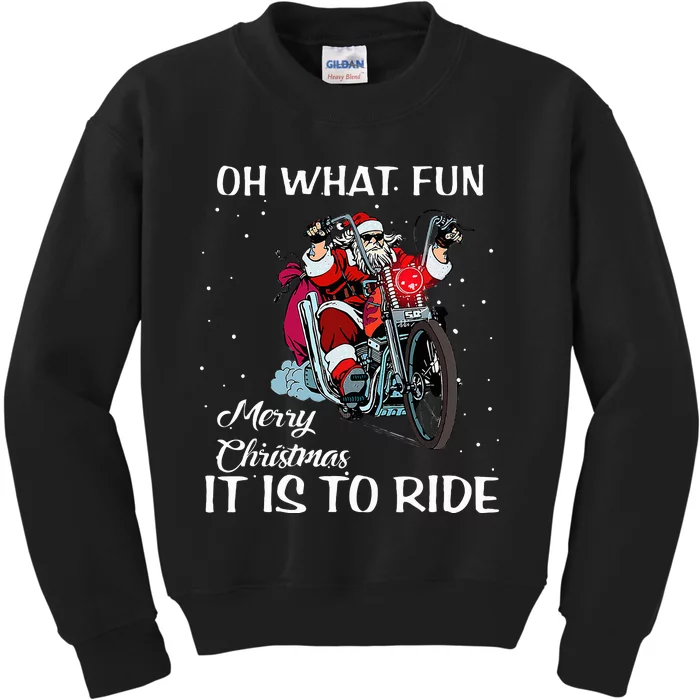 Biker Santa Motorcycle Fan Merry Christmas Xmas Holidays Kids Sweatshirt