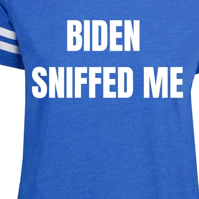 Biden Sniffed Me Funny Biden Trump 2020 Political Funny Gift Enza Ladies Jersey Football T-Shirt