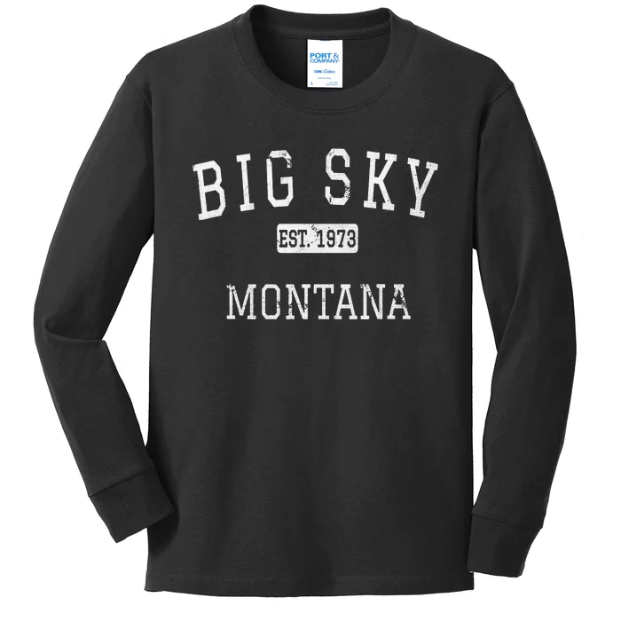 Big Sky Montana MT Vintage Kids Long Sleeve Shirt