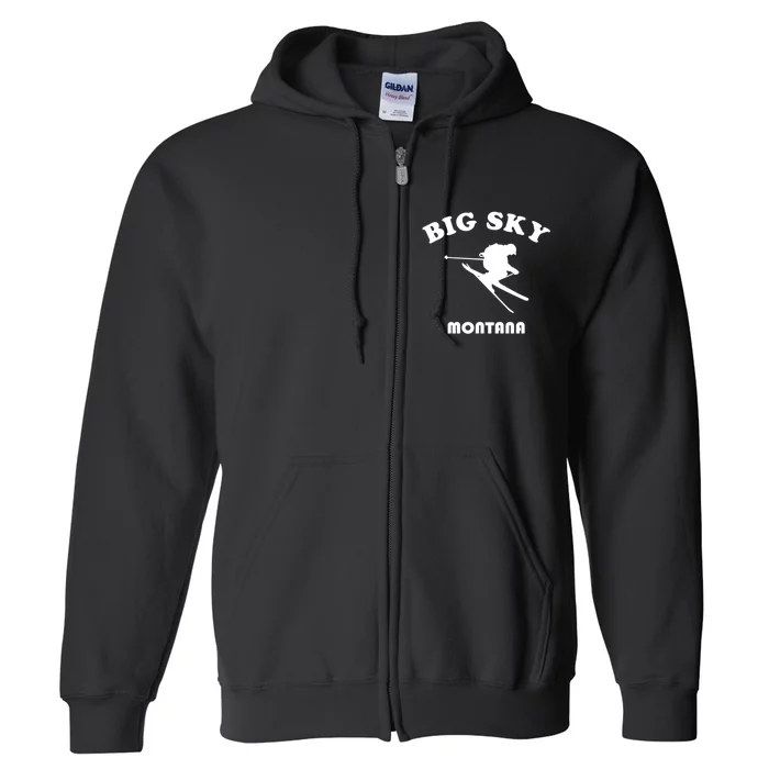 Big Sky Montana Gift Usa Ski Retro Gift Full Zip Hoodie