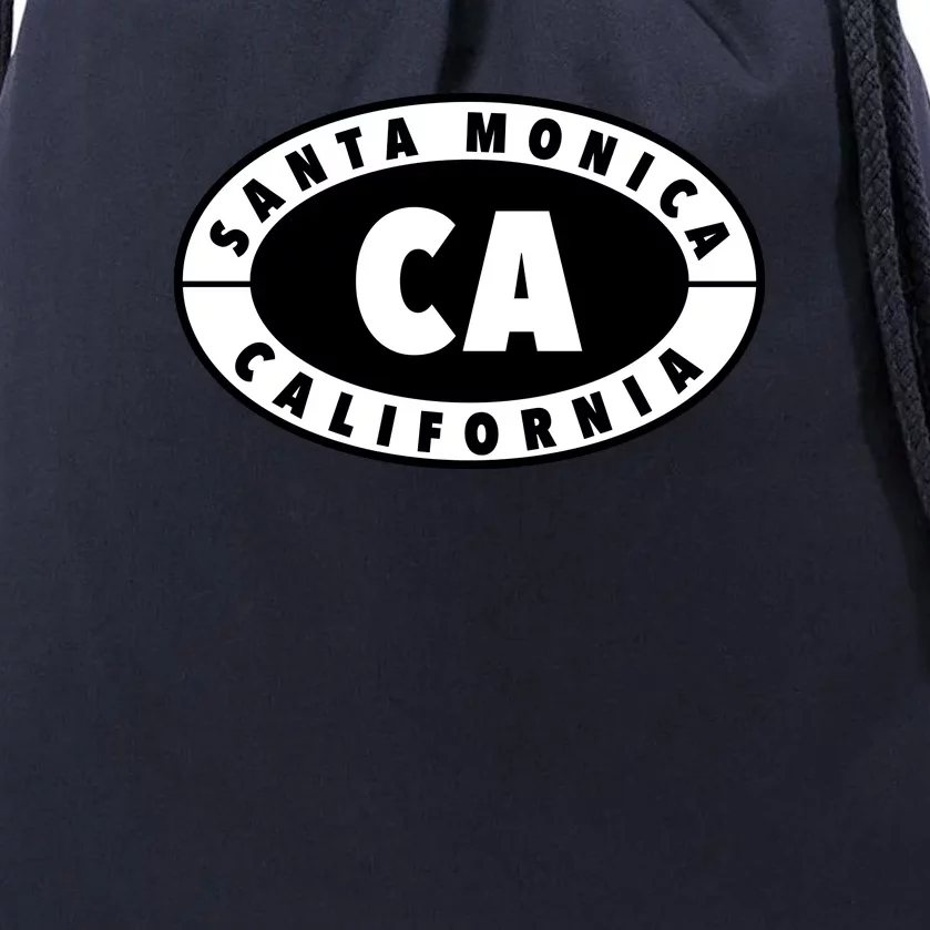 Badge Santa Monica California Drawstring Bag