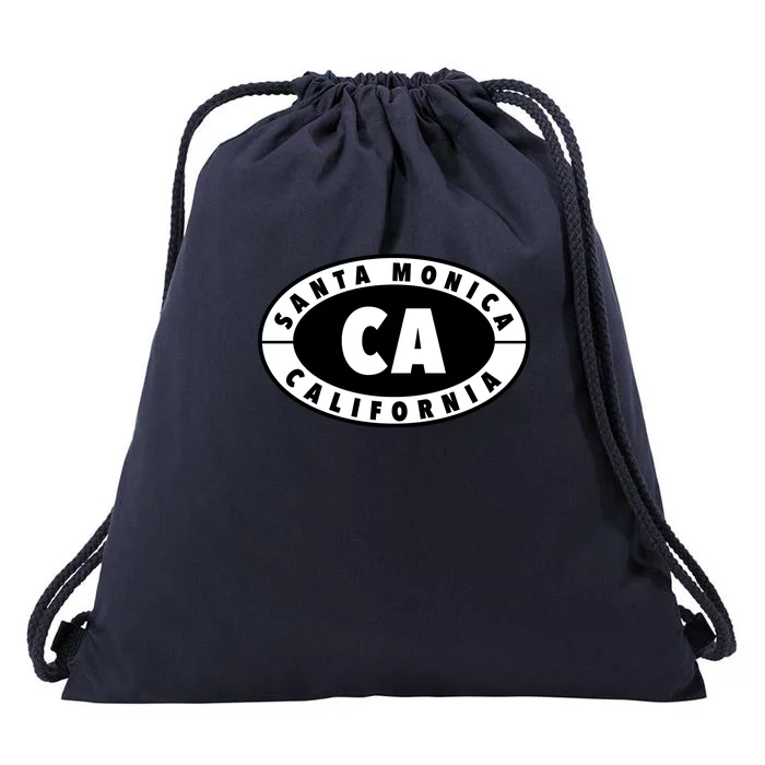 Badge Santa Monica California Drawstring Bag