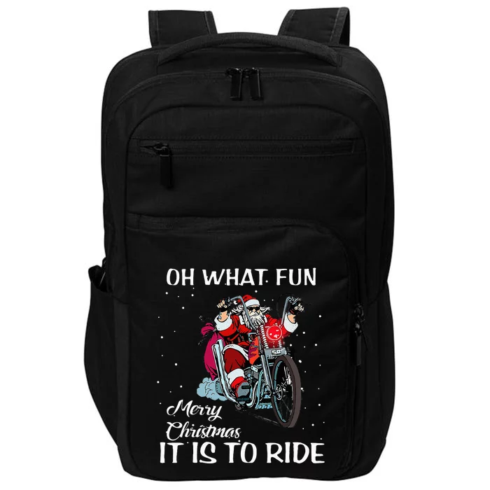 Biker Santa Motorcycle Fan Merry Christmas Holidays Impact Tech Backpack