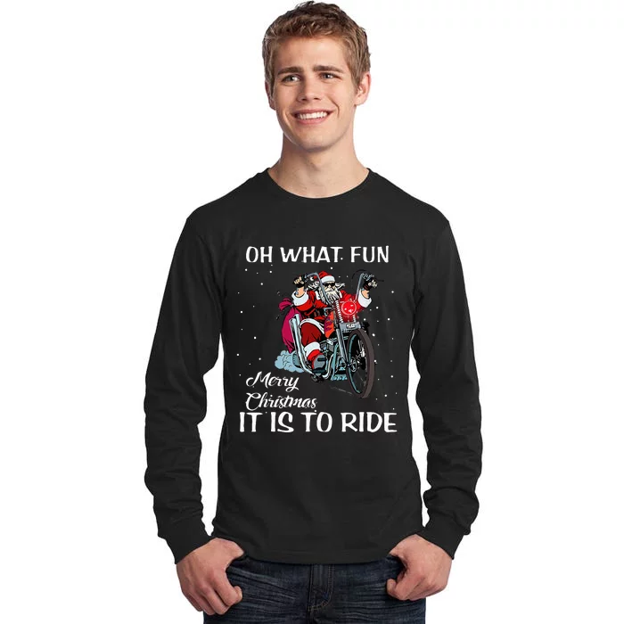 Biker Santa Motorcycle Fan Merry Christmas Holidays Tall Long Sleeve T-Shirt