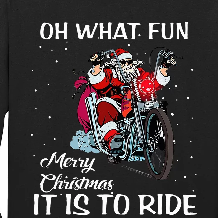 Biker Santa Motorcycle Fan Merry Christmas Holidays Tall Long Sleeve T-Shirt