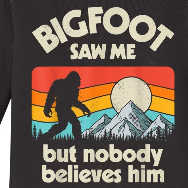 Bigfoot Saw Me But Nobody Believes Him Funny Sasquatch Baby Long Sleeve Bodysuit