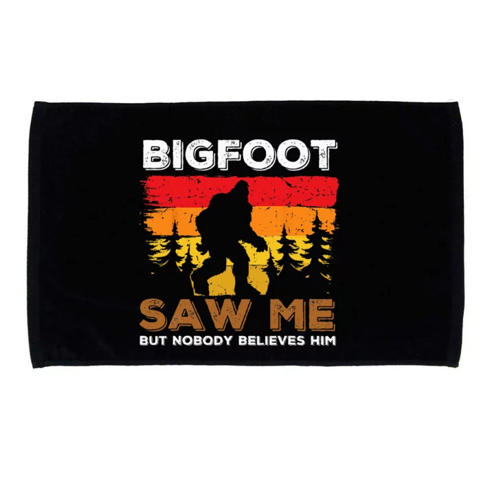 Bigfoot Saw Me But Nobody Believes Him Funny Sasquatch Retro Microfiber Hand Towel