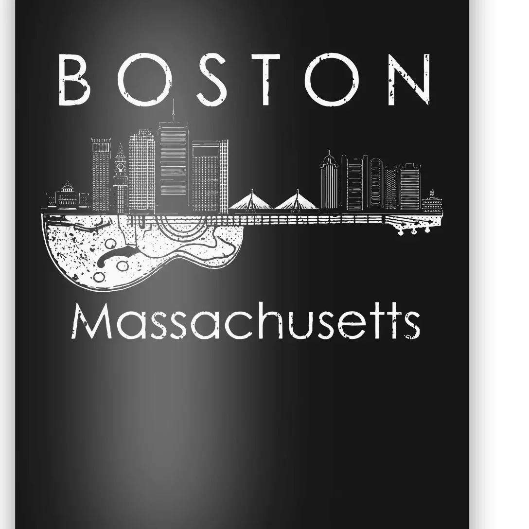 Boston Souvenir Massachusetts Skyline Music Guitar Poster