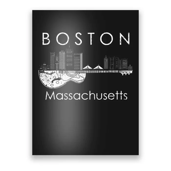 Boston Souvenir Massachusetts Skyline Music Guitar Poster