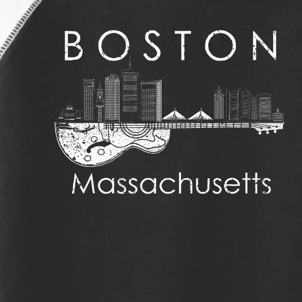 Boston Souvenir Massachusetts Skyline Music Guitar Toddler Fine Jersey T-Shirt