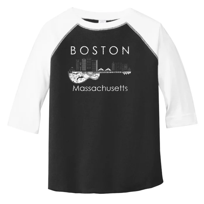 Boston Souvenir Massachusetts Skyline Music Guitar Toddler Fine Jersey T-Shirt