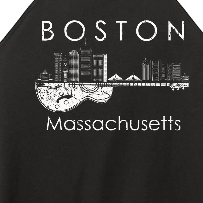 Boston Souvenir Massachusetts Skyline Music Guitar Women’s Perfect Tri Rocker Tank