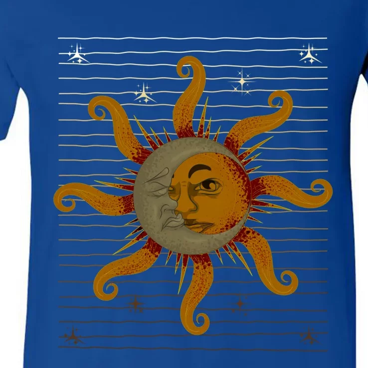 Boho Sun Moon Astronomy Universe Celestial Body Astrology Cute Gift V-Neck T-Shirt