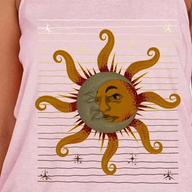 Boho Sun Moon Astronomy Universe Celestial Body Astrology Cute Gift Women's Knotted Racerback Tank