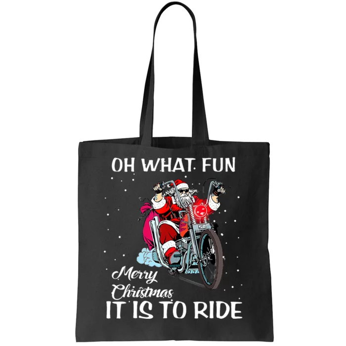 Biker Santa Motorcycle Fan Merry Christmas Xmas Holidays Tote Bag