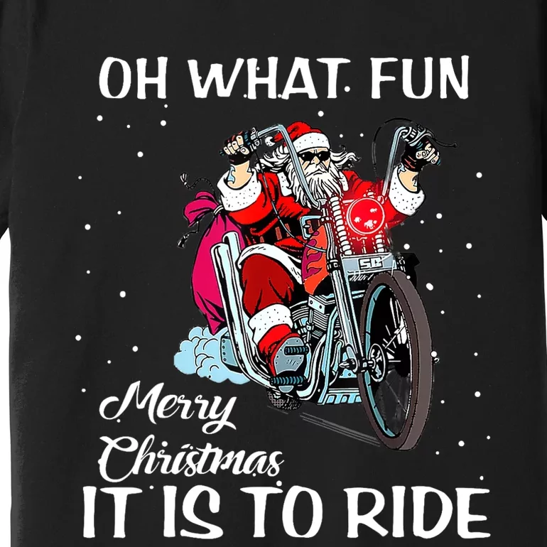 Biker Santa Motorcycle Fan Merry Christmas Xmas Holidays Premium T-Shirt