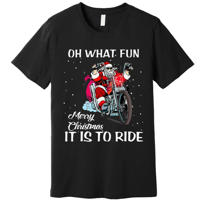 Biker Santa Motorcycle Fan Merry Christmas Xmas Holidays Premium T-Shirt