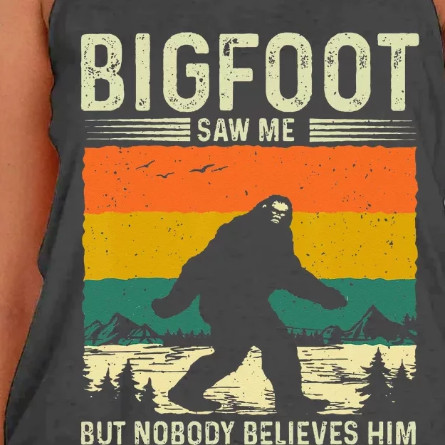 Bigfoot Saw Me But Nobody Believes Him Women's Knotted Racerback Tank