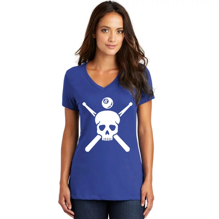 Billiards Skull Meaningful Gift Women's V-Neck T-Shirt